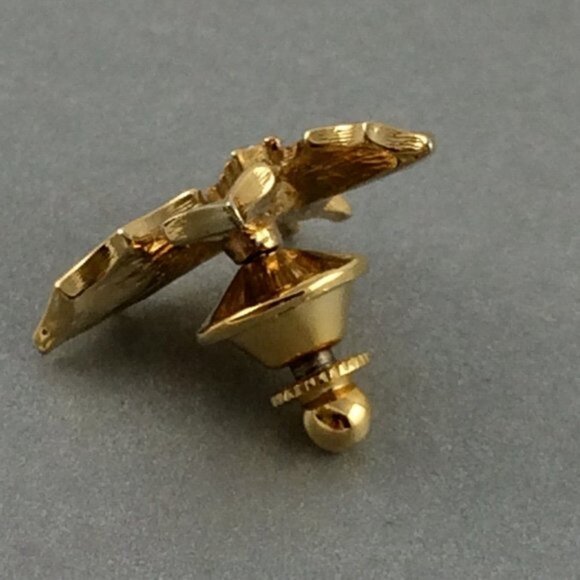 Vintage Christmas Holly Rhinestone Berries Tie Tack Lapel Pin Goldtone Metal - Picture 7 of 12